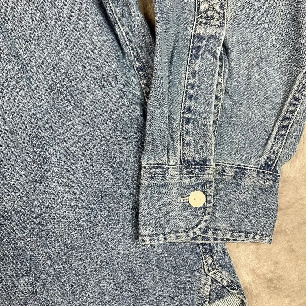 J.Crew Midweight Denim Workshirt Mens XXL Blue Cotton Dual Pocket Button Front